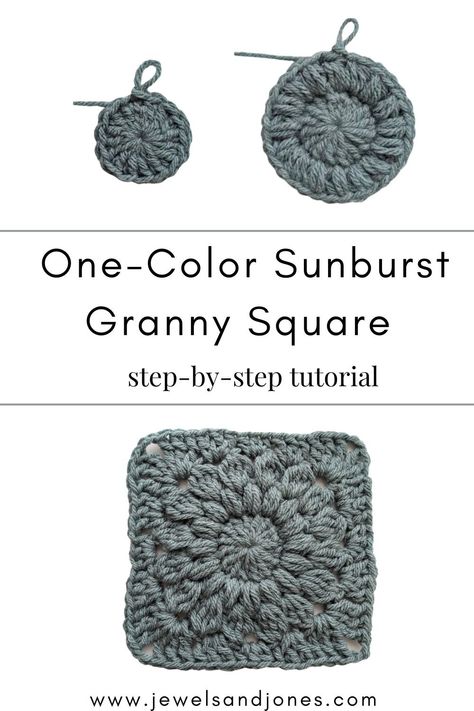 a sunburst crochet granny square. Granny Square Instructions, Plain Granny Square Crochet, Solid Granny Square Pattern Free, Granny Square Solid, Sunburst Crochet, Crochet Granny Square Pattern, Granny Square Pattern Free, Granny Square Häkelanleitung, Easy Granny Square