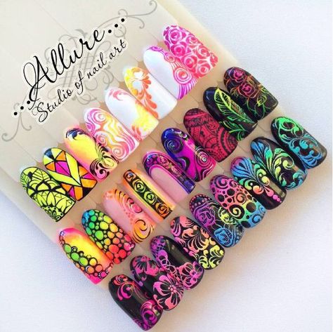 Deco Nails, Nails Arts, Pretty Nail Colors, Art Deco Nails, Ombre Nails Glitter, Colorful Nails, Vacation Nails, Nails Only, Nails Black