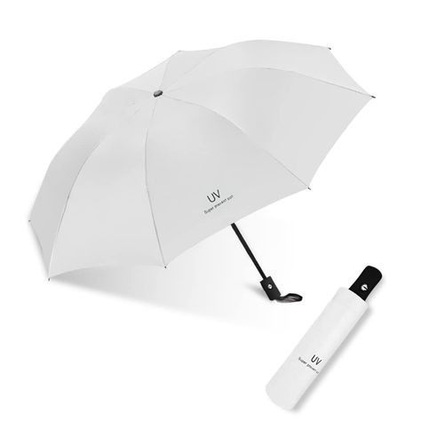 Uv Umbrella, Cute Umbrellas, Windproof Umbrella, White Umbrella, Compact Umbrella, White Canopy, Automatic Umbrella, Travel Umbrella, Umbrella Designs