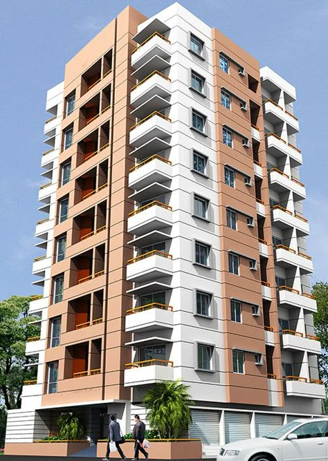 Nine Storied Residential Building at Dhaka Bangladesh Multi Storey Residential Building Design, Building Outside Design, 3 Bedroom House Design, High Density Housing, Front Building Design, Multi Storey Building, Small Apartment Building, Apartments Exterior, House Outer Design