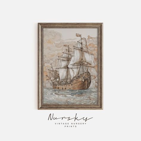 Painting Boys Room, Pirate Ship Nursery, Sailing Ship Painting, Pirates Nursery, Ship Nursery, Boat Nursery Wall Art, Pirate Wall Art, Pirate Ship Wall Mural, Pirate Nursery