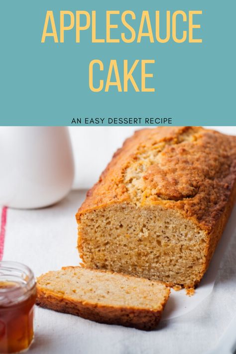 Applesauce cake is an easy dessert or snack cake. Applesauce Loaf Cake, Applesauce Cake Easy, Healthy Applesauce Cake, Recipes Using Applesauce, Applesauce Baking, Apple Sauce Cake, Easy Apple Sauce, Recipes Easy Dessert, Recipe Using Applesauce