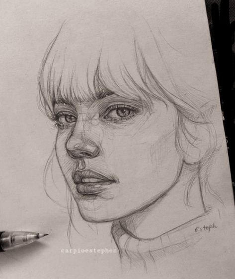 Easy Pencil Drawings, 얼굴 드로잉, 얼굴 그리기, Sketches Of People, Seni Dan Kraf, Art Sketches Pencil, Pencil Drawings Easy, Beauty Art Drawings, Arte Sketchbook