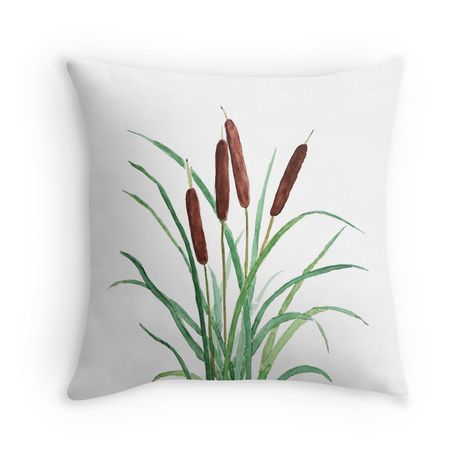 cattails plants watercolor painting Plants Watercolor Painting, Plants Watercolor, Brown Pillow, Nature Watercolor, Painting Green, Watercolor Plants, Vascular Plant, Brown Pillows, Perennial Plants