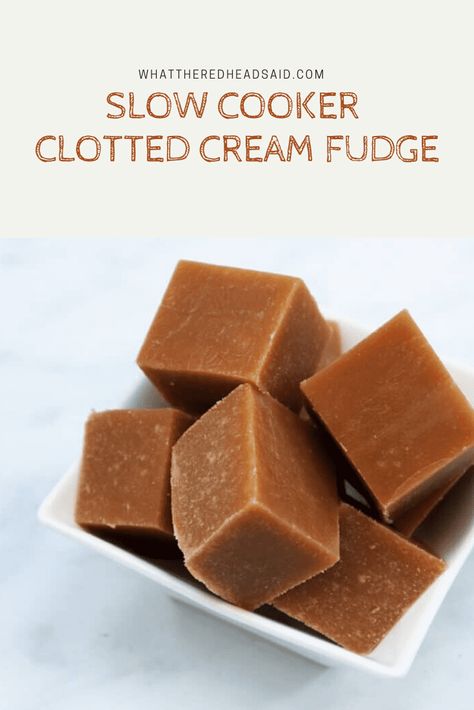 Clotted Cream Fudge, Clotted Cream Fudge Recipe, Slow Cooker Fudge Recipes, Clotted Cream Recipes, Slow Cooker Fudge, Fudge Flavors, Vanilla Fudge, Fudge Recipes Easy, Christmas Food Gifts