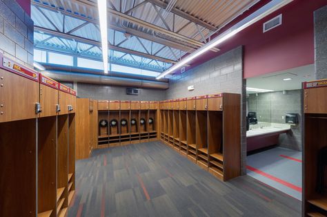 Sharing Can Optimize Team Locker Room Space - Athletic Business Team Locker Room, Sports Locker, Iowa State University, Baseball Stadium, Sports Complex, Track Field, Iowa State, Locker Room, College Sports