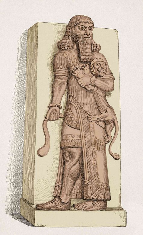 The Myth of Gilgamesh, Hero King of Mesopotamia Gilgamesh Mesopotamia, Kabihasnang Mesopotamia, Ancient Illustration, Bible Archeology, Assyrian Art, King Gilgamesh, Interior Design History, Epic Of Gilgamesh, Historical Illustration