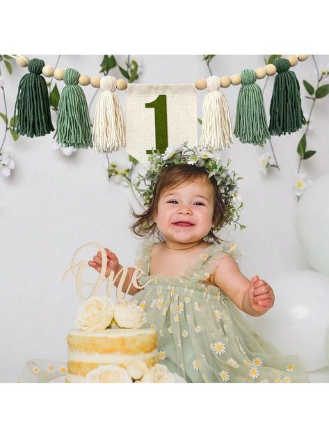 Multicolor  Collar  Fabric   Embellished   Home Decor Birthday Picture Banner, Lemon Birthday, Baby Birthday Decorations, Birthday Highchair, Picture Banner, 1st Birthday Photoshoot, Highchair Banner, Baby Chair, Tassel Garland