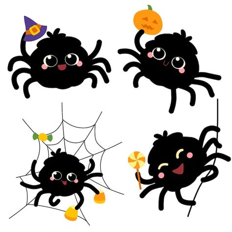 Hand drawn flat halloween spiders collec... | Free Vector #Freepik #freevector #halloween-illustration #halloween #assortment #spooky Cute Spider Cartoon, Spider Illustration Cute, Halloween Clipart Free, Spider Cartoon, Spider Clipart, Toy Library, Spider Pictures, Spider Illustration, Halloween Spiders