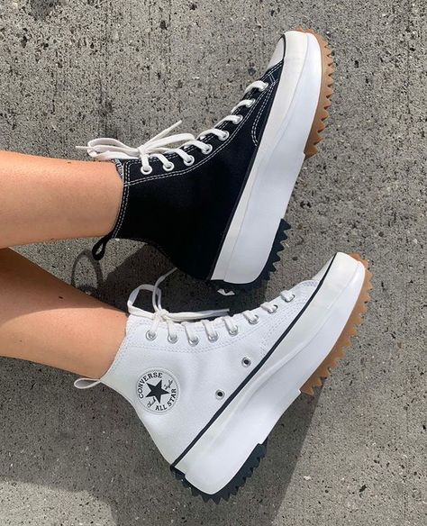 Converse Collection, Korean Shoes, Nike Air Force 1 Custom, Converse Run Star Hike, Converse Run, Trendy Shoes Sneakers, White Nike Shoes, Run Star Hike, Converse Run Star