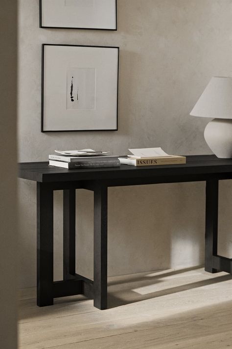 Vincent Van Duysen Furniture Home | ZARA Canada Hallway Table Decor, Console Table Styling, Vincent Van Duysen, Black Console Table, Oak Bedside Tables, Hall Console Table, Hallway Designs, Wooden Bedside Table, Console Table Hallway