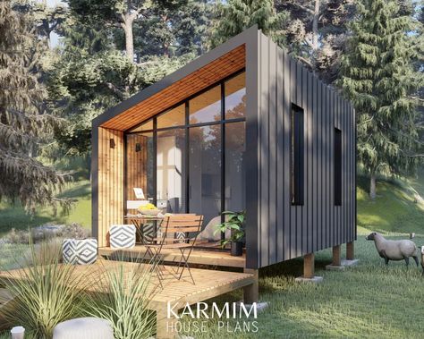 Modern Cabin House Plans10x18 Cottage Floor Plans 1 - Etsy Australia Office Pods Design, Studio Sheds, Small Prefab Cabins, Generational Living, Design Casa Piccola, Modern Cabin House, Train Carriage, Backyard Guest Houses, Living Pool