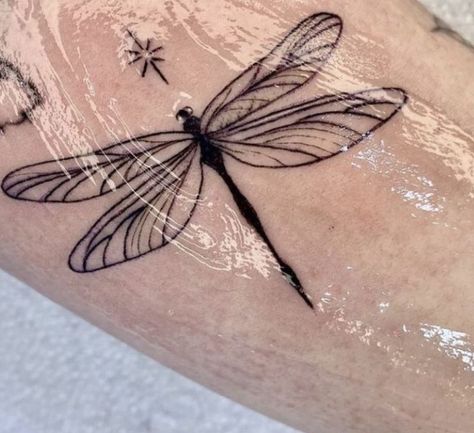 Easy Dragonfly Tattoo, Simple Dragonfly Tattoo, Dragonfly Tattoo Ideas Unique, Ankle Tattoo Ideas, Flying Tattoo, Self Love Tattoo, Ankle Tattoos, Insect Tattoo, Tattoo Care