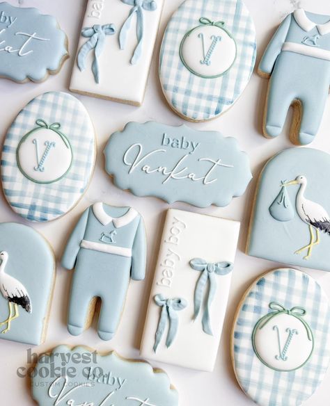 Baby Boy 🩵 Loved creating this set to coordinate with the classic decor details used at the baby shower. outfit @charlson_cookieco rectangle, oval, arch, plaque @kaleidacuts #omahacustomcookies #boybabyshower #babyshowercookies #bowcookies Classic Baby Boy Shower Ideas, Baby Shower Cookies Boy, Baby Shower Cookies For Boy, Blue Baby Shower Cake, Baby Shower Biscuits, Baby Boy Cookies, Boy Baby Shower Decor, White Baby Showers, Shower Cookies