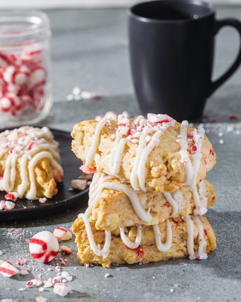 WhChocPepScones_WD03594x5 Peppermint Scones, Festive Breakfast, Magazine Recipe, White Chocolate Peppermint, Chocolate Scones, Scones Ingredients, Soft Candy, Coffee Cakes, Half Baked