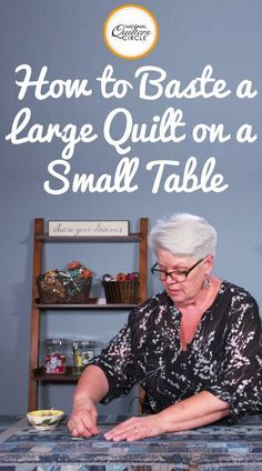 Basting a quilt can be difficult to do it you do not have enough table or floor space to lay out the entire quilt. Heather Thomas shows you how to baste a large quilt on a table that is smaller than the quilt by using clamps and only pinning in the areas she plans to quilt. Quilting Pictures, Quilting Easy, Basting A Quilt, Quilt Collection, Quilting Methods, Quilt Tips, Free Motion Quilting Patterns, Quilting Videos, Quilt Care