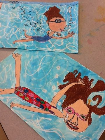 it's an HSES Arty Party!: Making a splash with David Hockney Art 2nd Grade, David Hockney Art, Refracted Light, Classe D'art, Summer Art Projects, Elementary School Art, 2nd Grade Art, 4th Grade Art, 5th Grade Art