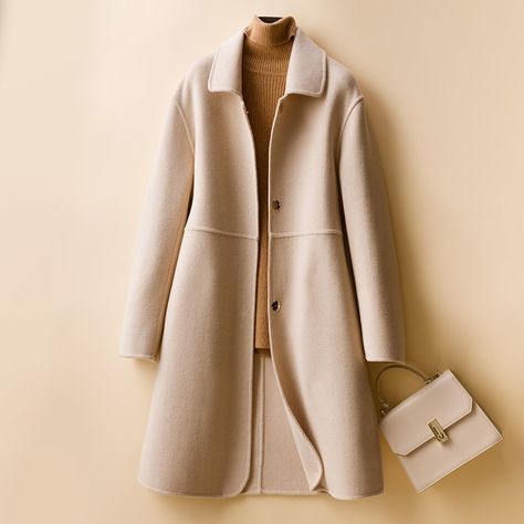 Wool Jackets Women, Solid Color Outfits, Woman Casual, Womens Jackets Casual, Long Coat Women, Long Wool Coat, 가을 패션, Wool Jacket, Long Coat