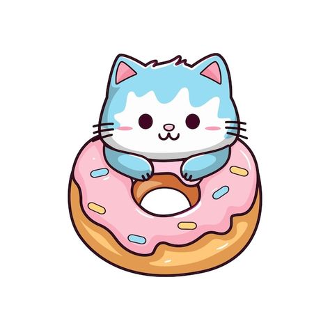 Vector cute baby kitten with donut kids ... | Premium Vector #Freepik #vector #meow #cute-cartoon #cat-character #kawaii-cat Cat Donut, Kitten Wallpaper, Chat Kawaii, Lion Drawing, Kids Illustration, Cat Character, Baby Kittens, Kawaii Cat, New Quotes