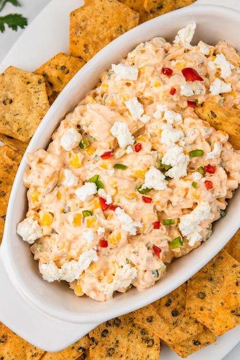 Cold Corn Dip Recipe (Easy and Quick ) Corn Dip With Mayo, Cold Corn Dip, Cream Cheese Roll Ups, Corn Dip Recipe, Mexican Corn Dip, Cheese Roll Ups, Yummy Appetizers Parties, Cream Cheese Roll Up, Corn Dip Recipes