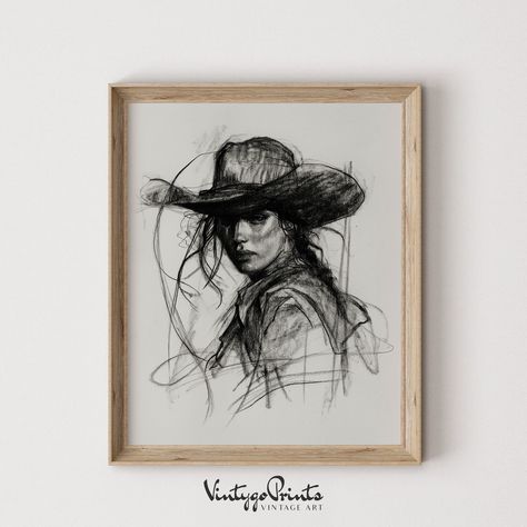 Western Cowgirl Portrait Sketch | Western Woman Drawing | Scribble Art Nursery Decor | Countryside Print | PRINTABLE Digital Download | 545 Western Prints Art, Western Art Drawings Simple, Cowgirl Art Drawing, Cowgirl Sketch, Cowgirl Drawing, Vintage Cowgirl Art, Cowgirl Portrait, Cow Sketch, Cowgirl Vintage