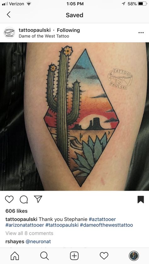 Southwestern Tattoo, Desert Tattoos, Desert Tattoo, Arizona Tattoo, Cactus Tattoo, Western Tattoos, Getting A Tattoo, Japanese Sleeve Tattoos, Traditional Tattoo Art