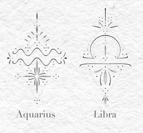 Aquarius Astrology Tattoo, Aquarius Star Sign Tattoo, Aquarius Drawing Zodiac Art, Aquarius Tattoo Men, Water Bearer Tattoo, Air Sign Tattoo, Aquarius Tattoo Ideas, Libra Sign Tattoos, Libra Zodiac Tattoos