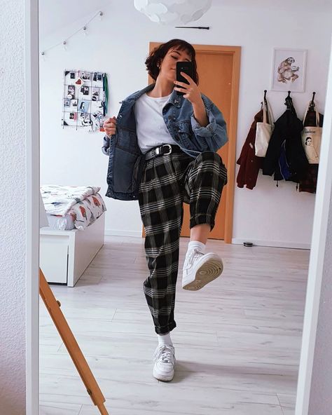 Fire Flame, Queer Fashion, Capital Letters, Tyler The Creator, Alternative Outfits, Plaid Pants, Casual Winter Outfits, Edgy Outfits, Black And Gray