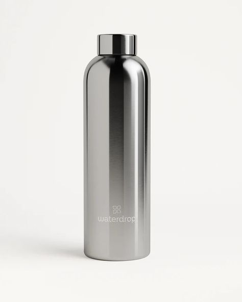 High-quality Steel Water Bottle (20 oz & 34 oz) | waterdrop® Bottle Design Packaging, Boost Energy Naturally, Metal Water Bottle, Custom Starbucks Cup, Alcohol Bottles, Industrial Design Sketch, Mirror Design, Water Bottle Design, Steel Bottle