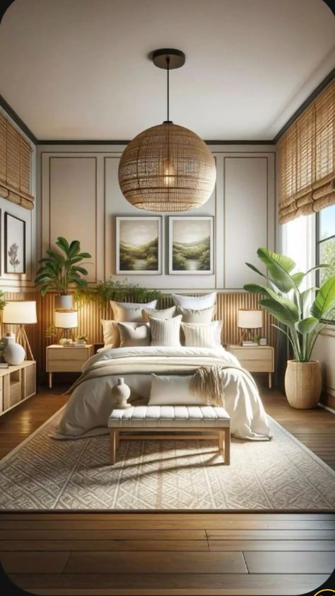 Bohemian Bedroom Paint Ideas, Suite Decoration Ideas, Cozy Master Suite Ideas, Bali Inspired Bedroom, Hotel Style Bedroom Master Suite, Bedroom Suite Ideas, European Bedroom Aesthetic, Cozy Hotel Room, Bohemian Interior Design Bedroom