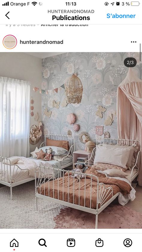 Unique Baby Nursery, Baby Nursery Room Ideas, Twin Girl Bedrooms, Girl Room Inspiration, Shared Girls Room, Sister Room, Sage Garden, Shared Girls Bedroom, Bedroom Looks