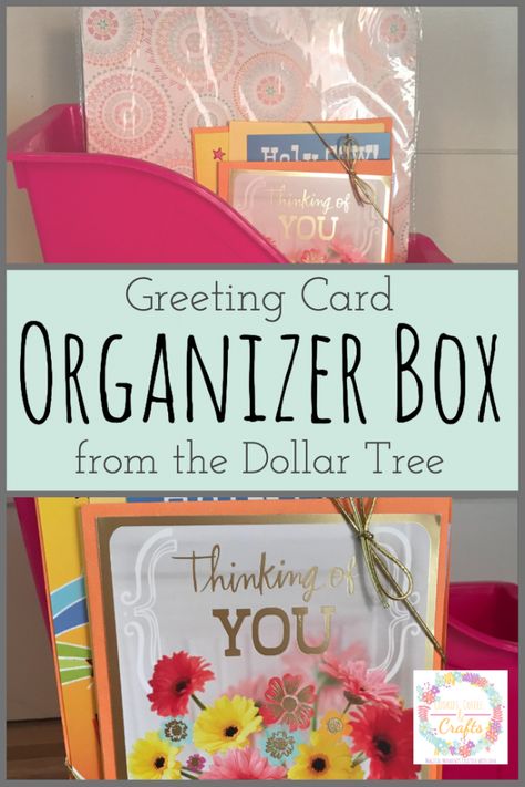 Organize and store all of your Hallmark Greeting cards with this simple organization idea. Create your own greeting card organizer box for $2. Just follow my DIY Ideas for your card organization. #DollarTreeDIY #DIY #Hallmark #HallmarkCards #Organization #Organize #GreetingCards #Storage #DIYIdeas #Cards Greeting Cards Organization Storage, Diy Greeting Card Organizer, Greeting Card Storage Ideas, Card Organization, Greeting Card Holder, Greeting Card Storage, Simple Organization, Greeting Card Organizer, Dollar Tree Gifts