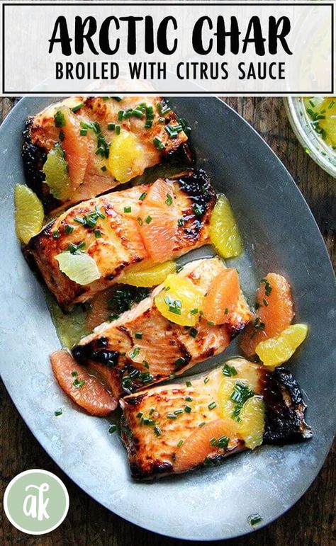 Artic Char Recipes, Citrus Sauce, Arctic Char, Healthy Shrimp, Carrots And Potatoes, Citrus Fruits, Seafood Dinner, Easy Dinners, The Sauce