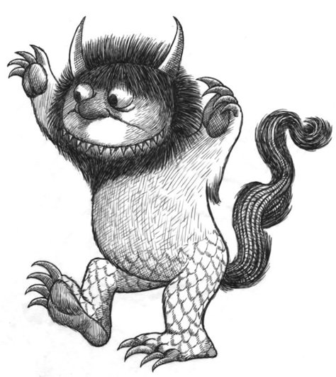 Where The Wild Things Are by Maurice Sendark Illustration Where The Wild Things Are Book Illustrations, Where The Wild Things Are Painting, Wtwta Tattoo, Where The Wild Things Are Tattoo, Where The Wild Things Are, Wild Things Party, Maurice Sendak, Wild One Birthday Party, Arte Punk