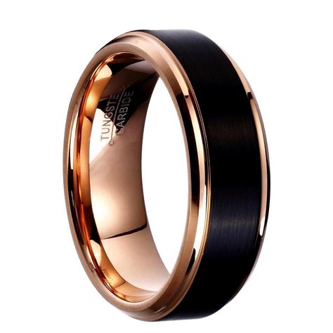 8mm/6mm/4mm Black & Rose Gold Tungsten Women's Ring Mediterranean Style Wedding, Black Tungsten Mens Rings, Male Wedding Rings, Wedding Decorations Pink, Gold Tungsten Wedding Bands, Black Tungsten Wedding Band, Black Diamond Bands, Horse Lover Gifts, How To Wear Rings