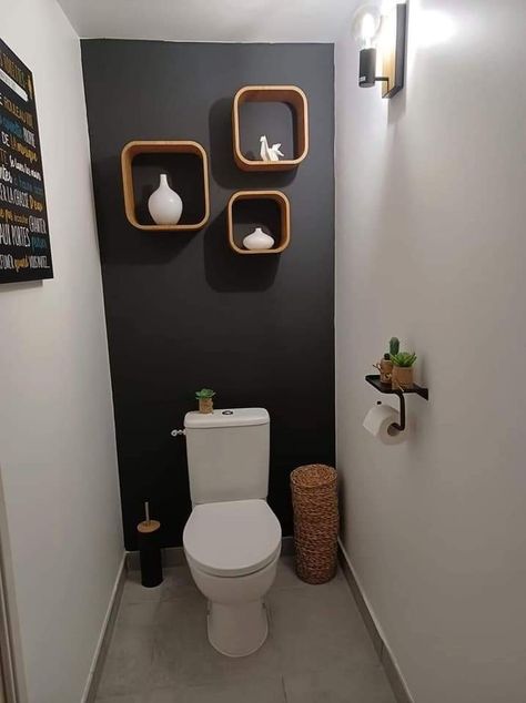 Small Toilet Design, Small Downstairs Toilet, Home Decor Ideas Kitchen, Half Bathroom Decor, Home Decor Apartment, Toilet Room Decor, Modern Luxury Bathroom, Kitchen Apartment, Small Toilet Room