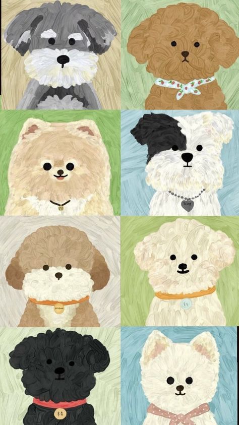 Cute Pet Portrait, Cute Puppy Drawing Kawaii, Aesthetic Dog Wallpaper Iphone, Simple Dog Painting, Doggie Wallpaper, Dog Wallpaper Aesthetic, Aesthetic Dog Wallpaper, Puppies Wallpaper, Dog Wallpaper Iphone