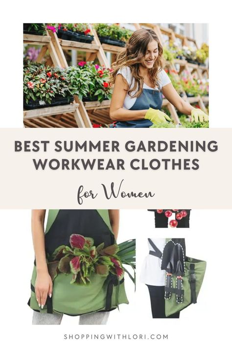 I learned early on in my gardening journey that I needed clothing that was not only allowed to get dirty, but was durable. But don’t worry, gardening attire doesn’t have to be worn out, old clothes.  There are so many brands that will help you get the work done while wearing a cute gardening outfit. All of the brands listed make durable clothing that’s meant to get dirty! Gardening Clothes, Gardening Shoes, Summer Gardening, Garden Bags, Workwear Brands, Sun Protective Clothing, Garden Clogs, Gardening Outfit, Seasonal Garden