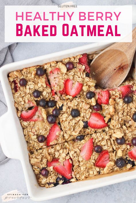 Berry Baked Oatmeal, Berry Oatmeal, Baked Oatmeal Healthy, Baked Oatmeal Recipe, Prep Breakfast, Baked Oatmeal Recipes, Oatmeal Recipe, Healthy Oatmeal, Breakfast Meal Prep