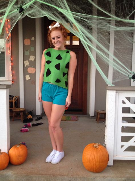 Pebbles from the Flintstones! Was such a fun Halloween costume idea Pebbles Costume Women, Pebbles Halloween Costume For Women, Pebbles Flintstone Costume, Pebbles From The Flintstones, Flintstones Costume, Pebbles Costume, Pebbles Flintstone, Halloween Costume Idea, The Flintstones