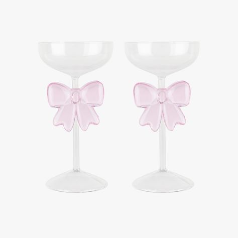 Bar Carts Ideas Decor, Bow Glasses, Stitch Room, Pink Bows, Pink Set, Tableware Collection, First Apartment, Pink Decor, Fun Cup