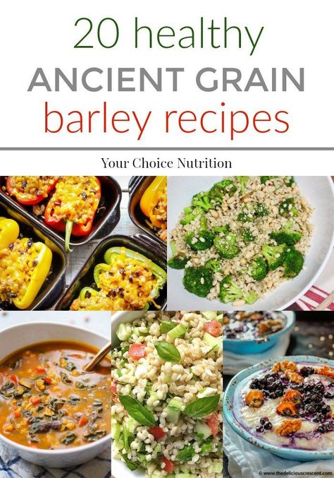 Ancient Grains: 20 healthy Barley Recipes created by registered dietitians. | via www.yourchoicenutrition.com #yourchoicenutrition #food #recipe #healthyeating #healthylifestyle #dietitian #dietitianapproved #healthyrecipes #mindfuleating #dinner #intuitiveeating #ancientgrain #barley #reciperoundup Barley Recipe Healthy, Barley Recipes, Ancient Grains Recipes, Barley Recipe, Healthy Grains, Vegetable Nutrition, Ancient Grains, Grain Foods, Recipe Roundup