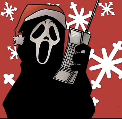 Ghostface Christmas Pfp, Dead By Daylight Ghostface, Ghostface Christmas, Ghostface Pfp, Ghostface Fanart, Christmas Matching Pfps, Halloween Canvas Art, Christmas Horror, Christmas Ghost