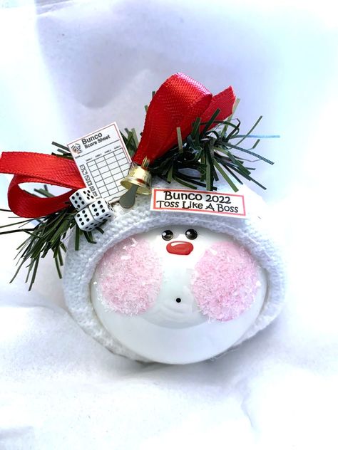 Bunco Bunko Gift Ornaments Dice Scorecard Bell Townsend Custom - Etsy Bunco Ornaments Diy, Bunko Gifts, Christmas Gift Ornaments, Bunco Dice, Bunco Score Sheets, Gift Ornaments, Ornament Stand, Lightbulbs, Order Form