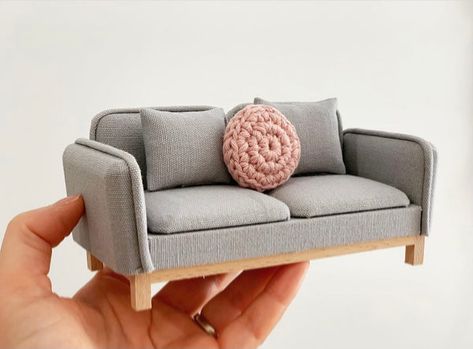 New Products – Whimsy Woods Crochet Round Cushion, Doll Furniture Tutorial, Dollhouse Furniture Tutorials, Barbie House Furniture, Grey Crochet, Furniture Design Sketches, Diy Barbie Furniture, Doll House Plans, Mini Doll House