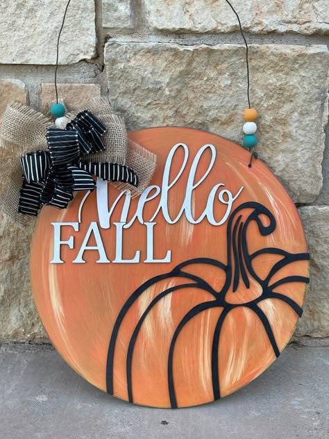 Excited to share the latest addition to my #etsy shop: Hello Fall Door/Wall Hanger https://etsy.me/3m9XCa9 #pumpkindecor #falldecor #doorhanger #hellofall #pumpkin #farmhouse #walldecor #flyingfdesigns Hello Fall Circle Wood Sign, Fall Wood Door Hangers Diy, Round Wood Sign Svg Free, Cute Fall Door Hangers, Halloween Wood Wreath, September Door Hanger, Fall Wooden Door Signs, Fall Pumpkin Door Hanger, Round Fall Door Signs