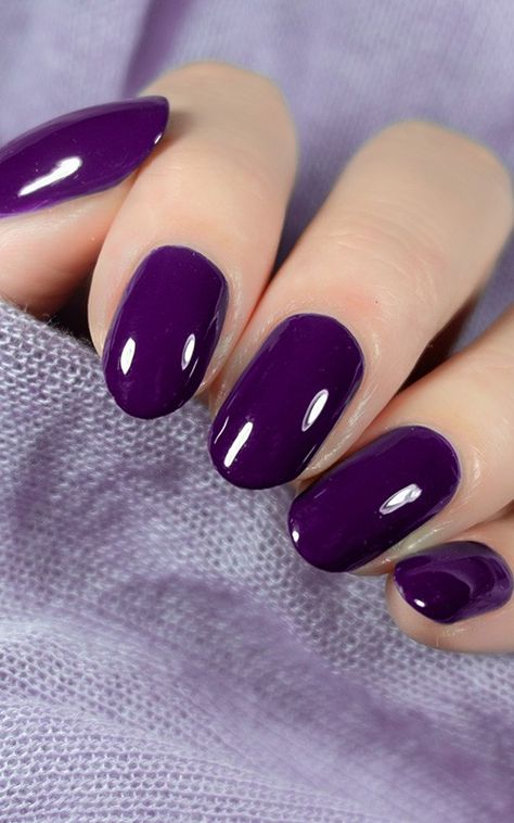 Purple Almond Nails, Purple Wedding Nails, Nails Medium Almond, Purple Manicure, Nails Press Ons, French Tip Press On Nails, Glitter Manicure, Press On Nails Medium, Medium Almond