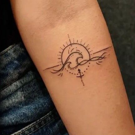 Capturing Nature's Harmony: Explore the Symbolism of Wave and Sun Tattoos in Our Latest Blog. Dive into Tranquility and Renewal. Sunrise Wave Tattoo, Sun Water Tattoo, Sun Moon Wave Tattoo, Sun Ocean Tattoo, Sun And Sea Tattoo, Wave Sun Tattoo, Sun And Ocean Tattoo, Philippine Tattoo, Sun Wave Tattoo