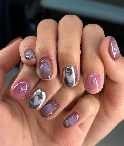 Japanese Nails Short, 00s Mode, Korean Nail, Hello Nails, Hippie Nails, Grunge Nails, Her Nails, Pretty Gel Nails, Cute Gel Nails