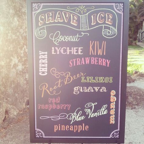 Wedding sweet treats! Ulalani's Shave Ice!   Wedding Planning by Belle… Cherry Beer, B Calligraphy, Red Guava, Ice Wedding, Shave Ice, Shaved Ice, Maui Hawaii, Custom Sign, Maui